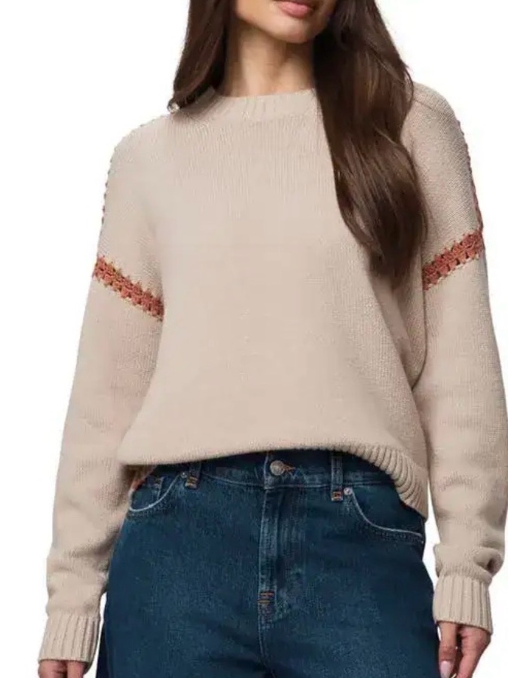 NWT: Splendid Greyson Sweater in Tan and Orange, Women’s Small